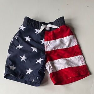 Gymboree Boys' Red White and Navy Star & Stripe Swim Trunks